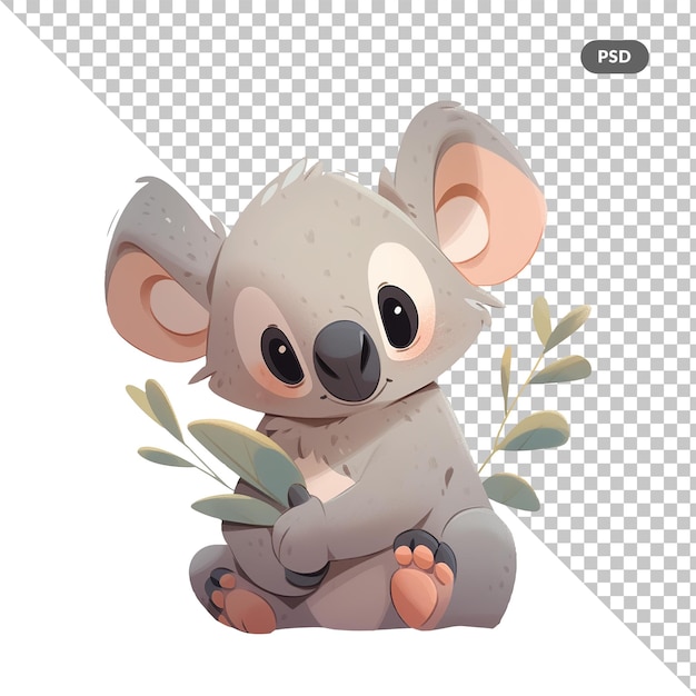 PSD una imagen de un koala con la imagen de una planta y un fondo de papel.