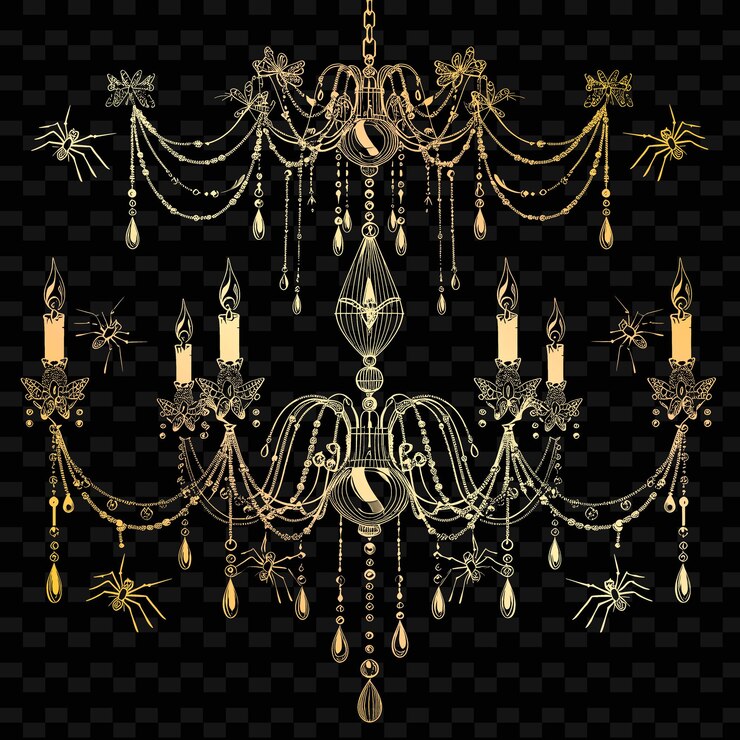 PSD una imagen de una lámpara de araña con las palabras «chandelier» en la parte inferior