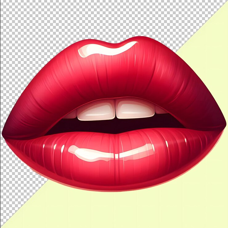 PSD una imagen de un lápiz labial rojo con un fondo amarillo