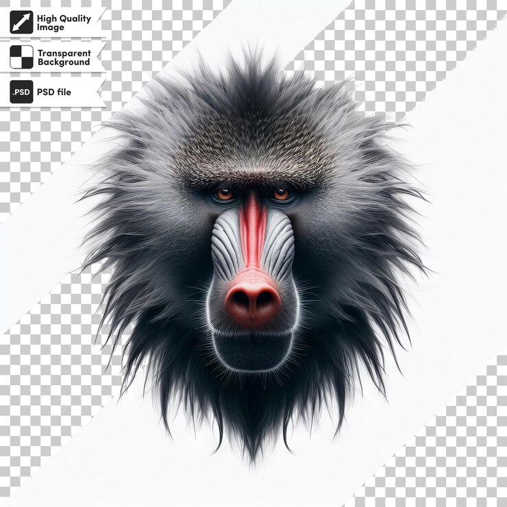 PSD una imagen de un león con una nariz roja y una cabeza negra