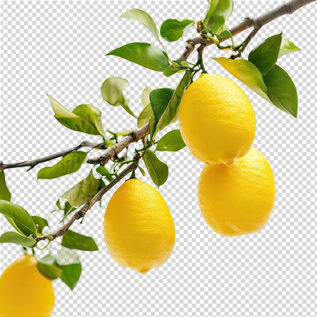 PSD una imagen de limones en una rama con un fondo de un árbol de manzana