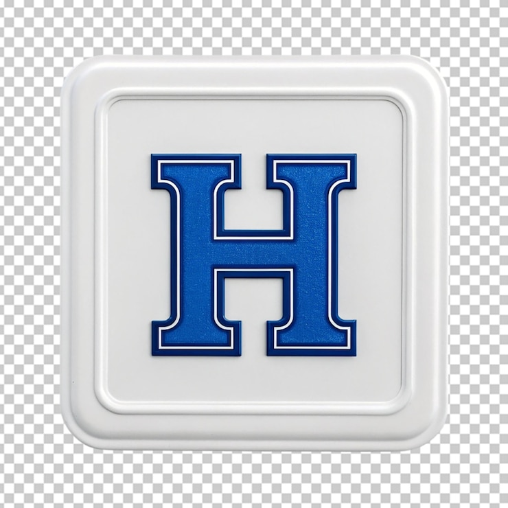 PSD una imagen limpia de alta resolución de la letra h en mayúscula con una apariencia de piedra texturizada sobre un fondo transparente