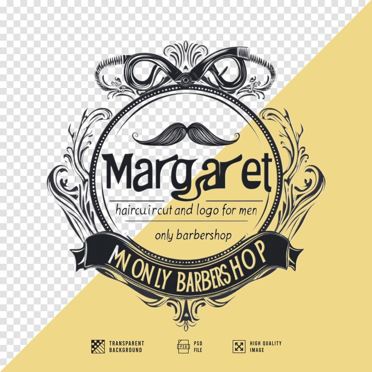 PSD imagen del logotipo de la barbería sin fondo calidad hd