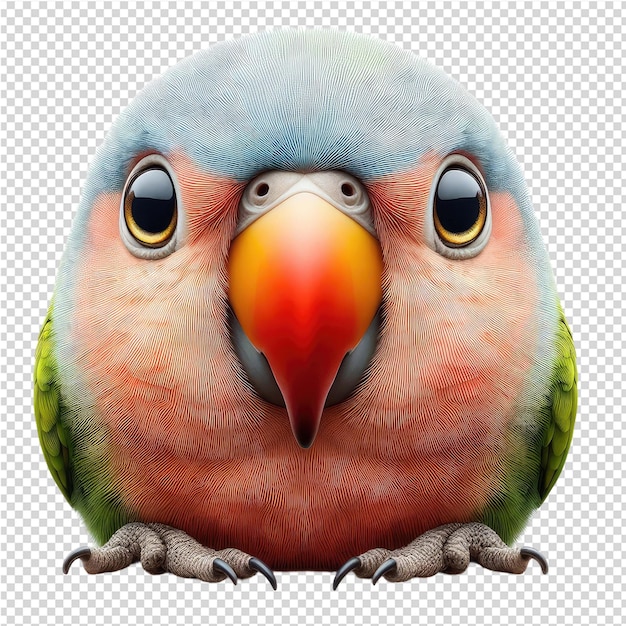 una imagen de un loro con un ojo amarillo y un pico rojo