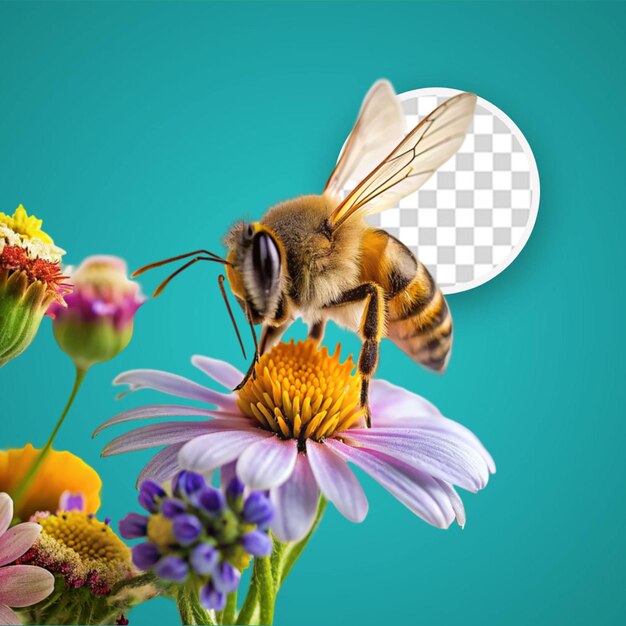 PSD imagen macro muy detallada de una abeja aislada