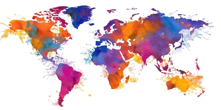 PSD imagen de mapa global que muestra el continente en la tierra sin detalles del país aig35