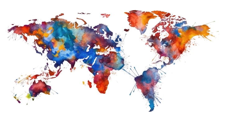 PSD imagen de mapa global que muestra el continente en la tierra sin detalles del país aig35
