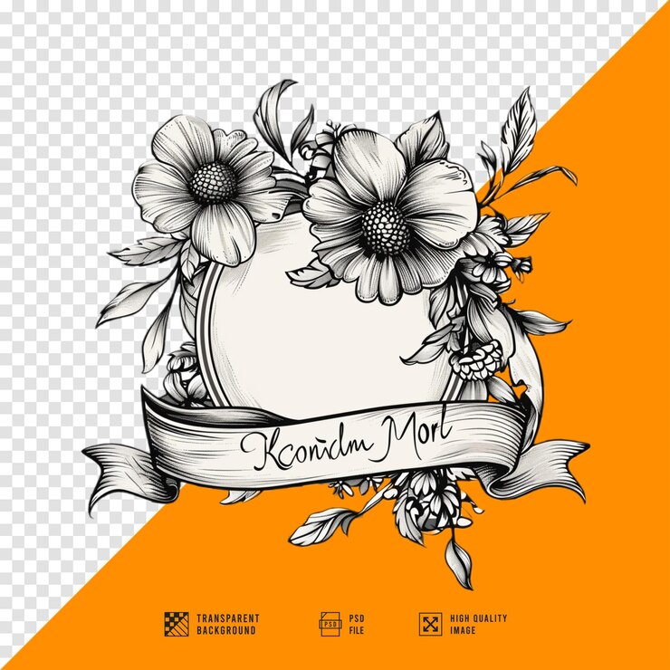 PSD imagen de marco de adorno de flores de calidad hd sin fondo