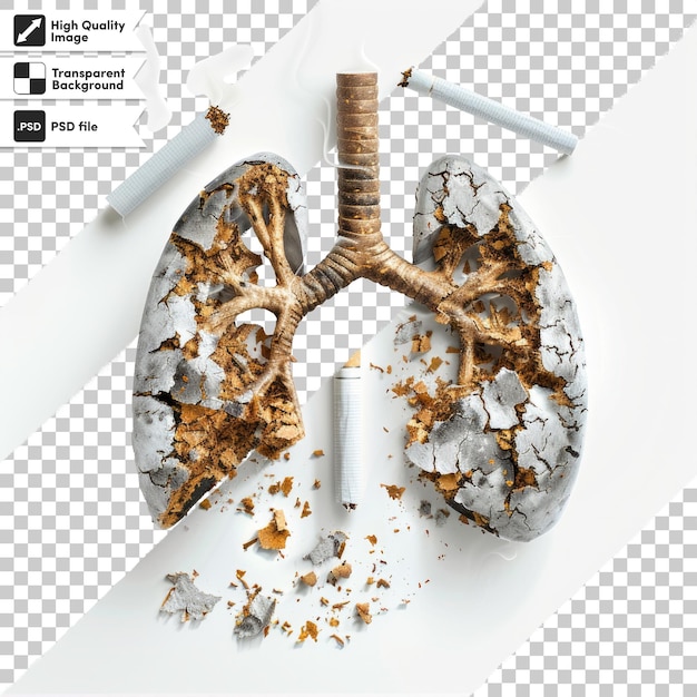 Imagen media del concepto visual para el Día Sin Tabaco con pulmones y cigarrillos aislados en un blanco