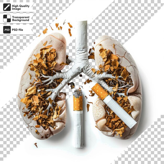 Imagen media del concepto visual para el Día Sin Tabaco con pulmones y cigarrillos aislados en un blanco