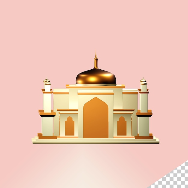 una imagen de una mezquita con una cúpula de oro en la parte superior