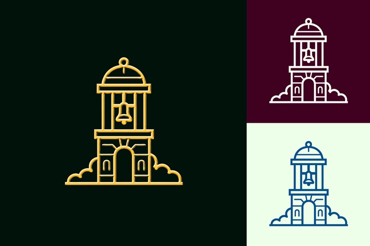 PSD una imagen de una mezquita con un diseño azul y dorado