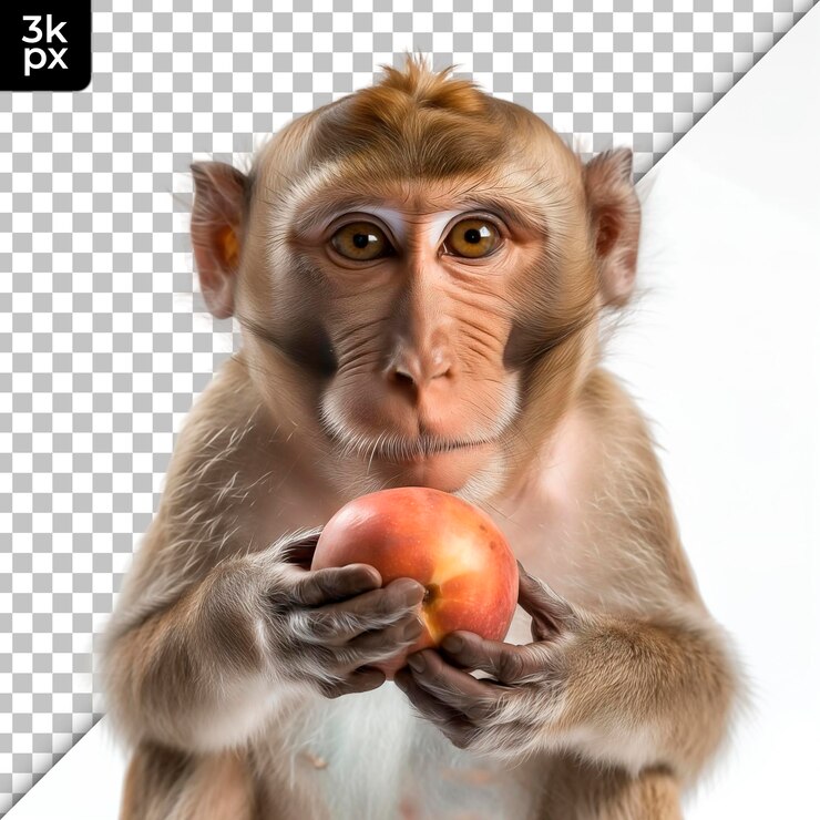 PSD una imagen de un mono y una manzana con un xd x en blanco y negro
