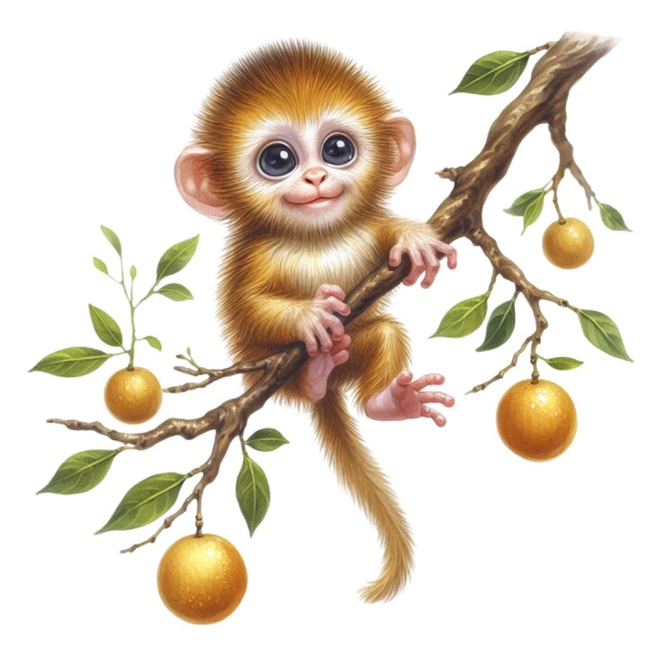 PSD una imagen de un mono con naranjas en él