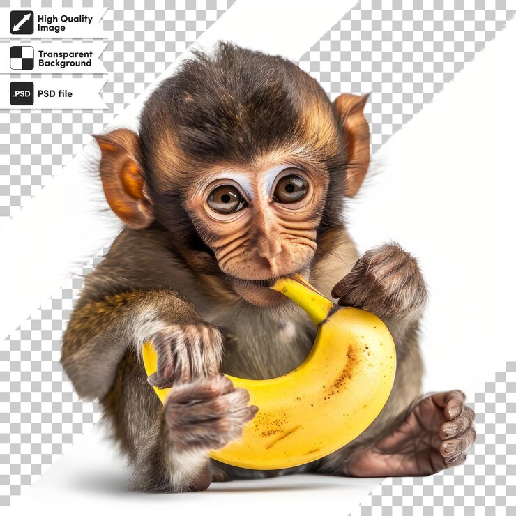 PSD una imagen de un mono sosteniendo un plátano que dice un plátanos