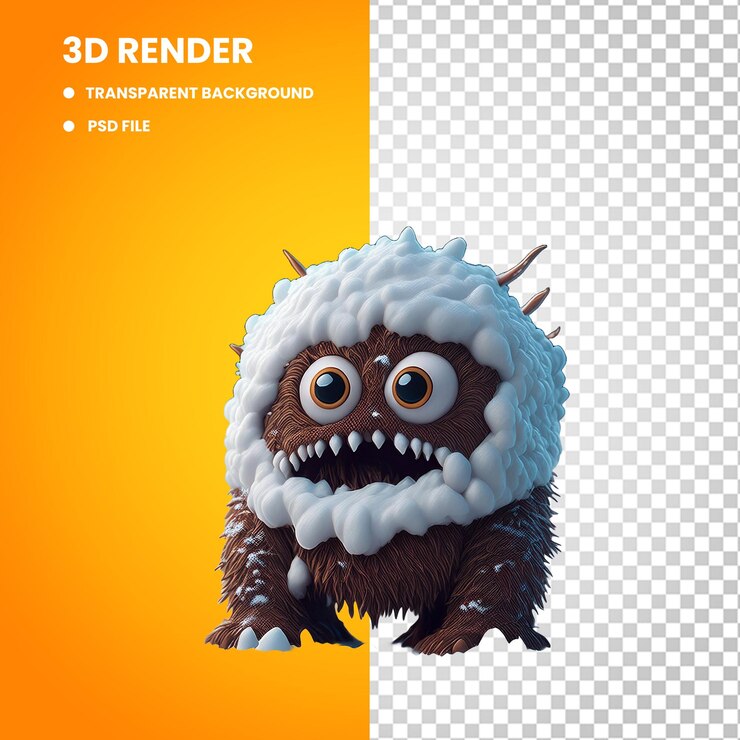 PSD imagen de monstruo png de alta resolución con fondo transparente monstruo de dibujos animados realista png sin