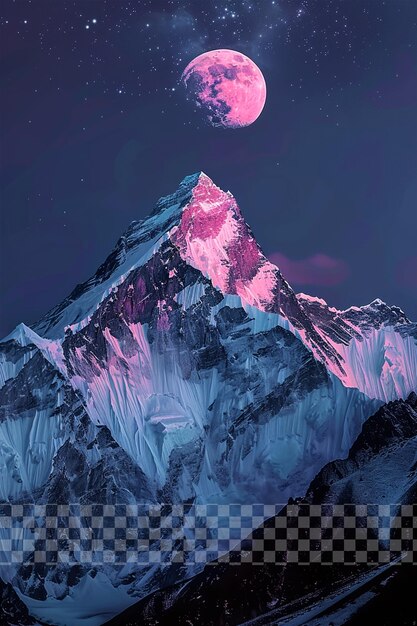 PSD una imagen de una montaña con una luna llena en el fondo