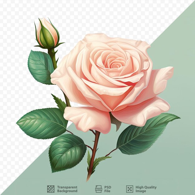 PSD la imagen muestra una rosa con hojas.