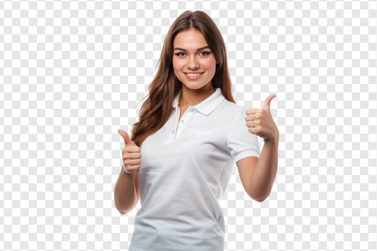 PSD una imagen de una mujer trabajadora de oficina en una camiseta de polo blanca en un fondo transparente psd