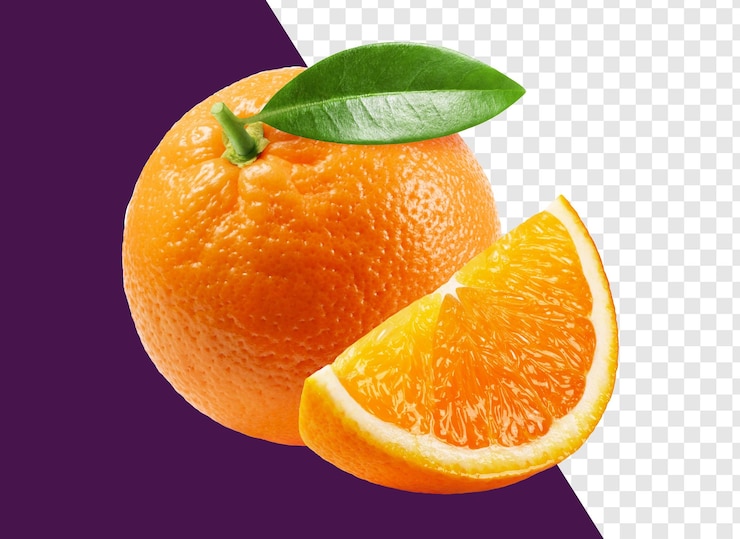 PSD una imagen de una naranja con una hoja verde