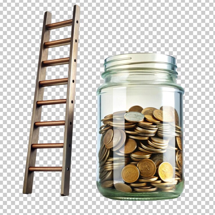 PSD imagen de negocio de ahorro jar y escalera dinero fondo transparente