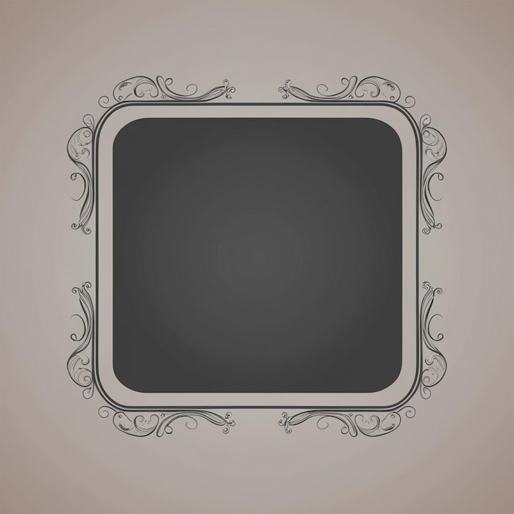 PSD una imagen negra y gris de un marco con un diseño floral