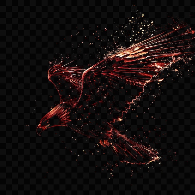 PSD una imagen negra y roja de un águila voladora con una cola roja