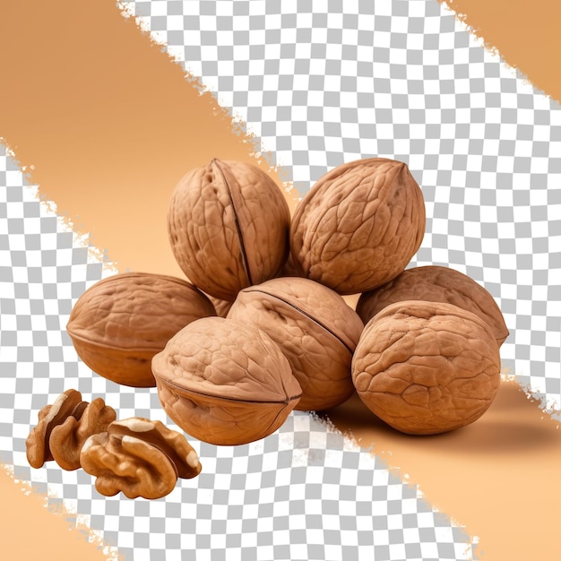 PSD una imagen de nueces y un fondo blanco con una sección transversal que dice nueces