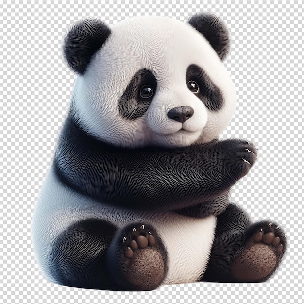 PSD una imagen de un oso panda con una nariz negra y patas