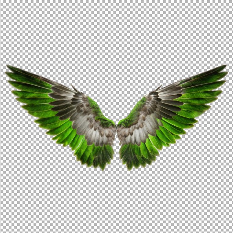 PSD una imagen de un pájaro con alas verdes y blancas