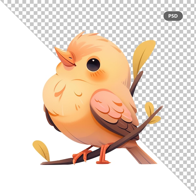 PSD una imagen de un pájaro amarillo con un fondo de puntos y un fondo blanco.