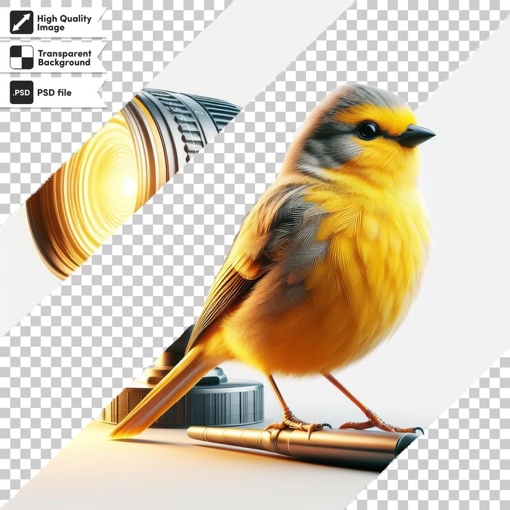 PSD una imagen de un pájaro con un pico amarillo y la palabra pájaro en él
