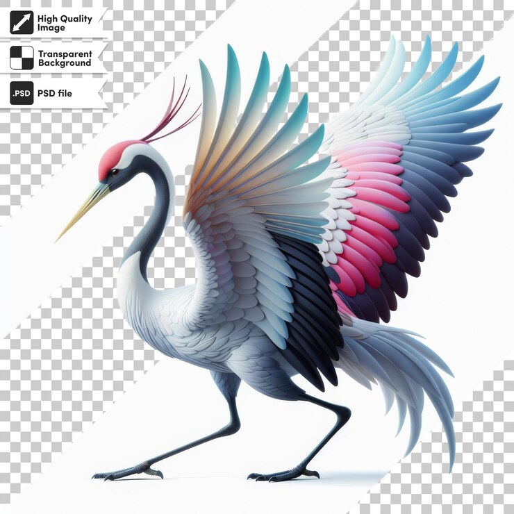 PSD una imagen de un pájaro con plumas rosas y púrpuras