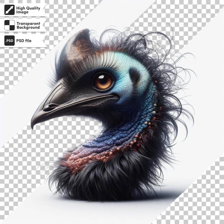PSD una imagen de un pájaro que tiene una cabeza azul y un fondo blanco y negro