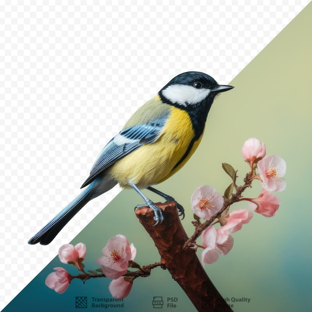 PSD una imagen de un pájaro en una rama con las palabras 