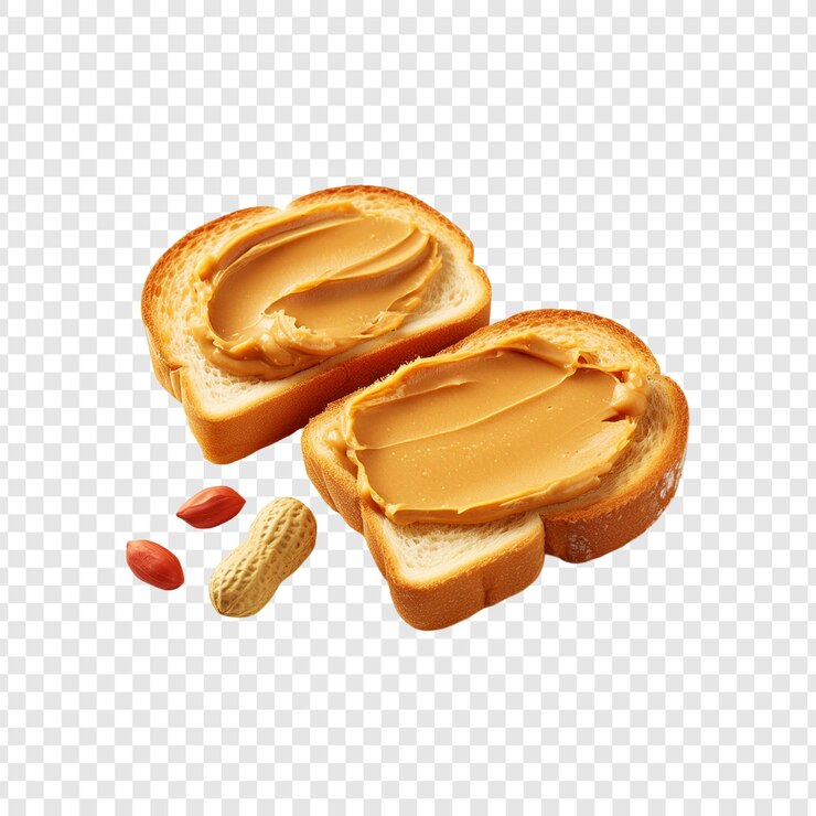 PSD una imagen de pan con mantequilla de maní y una píldora de naranja