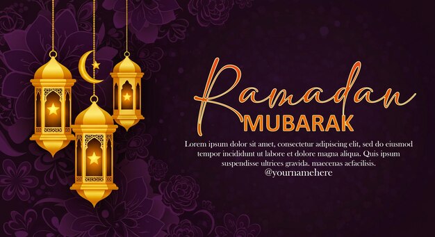 Imagen de la pancarta de saludos de Ramadan Kareem y Eid Mubarak