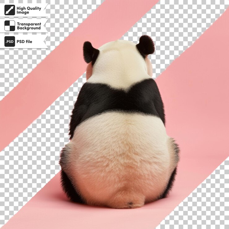 PSD una imagen de un panda sentado en un fondo rosa con la palabra panda en él