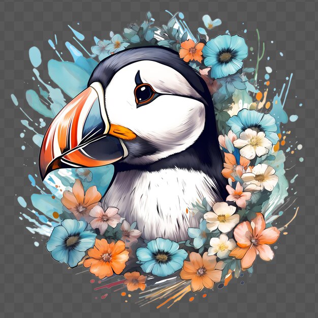 PSD una imagen de un pato con flores en él