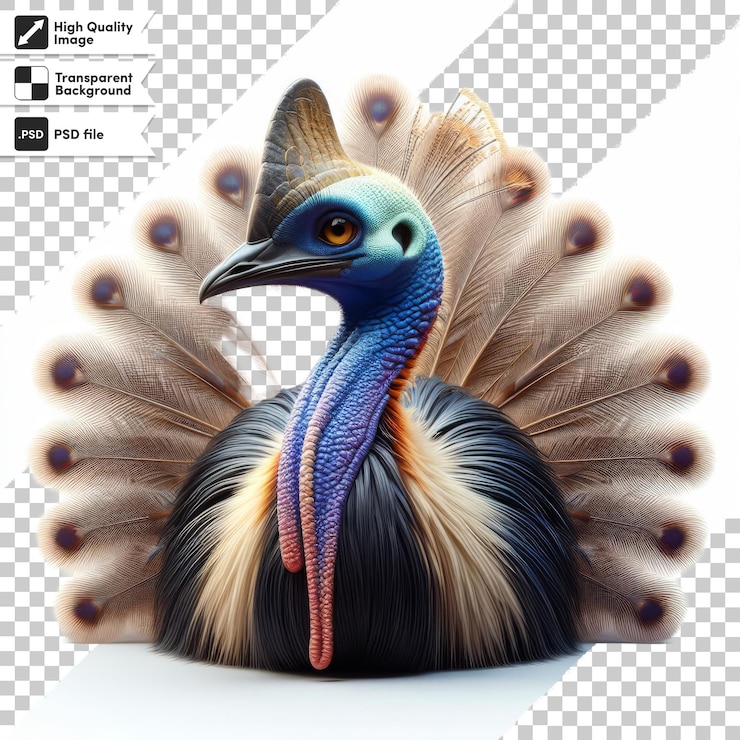 PSD una imagen de un pavo real con una imagen de un pájaro en él