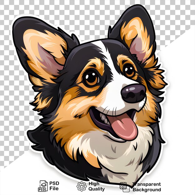 PSD una imagen de una pegatina de perro corgi en un fondo transparente