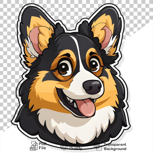 PSD una imagen de una pegatina de perro corgi en un fondo transparente