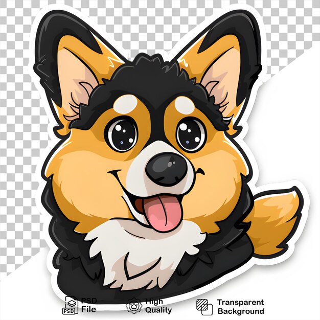 PSD una imagen de una pegatina de perro corgi en un fondo transparente