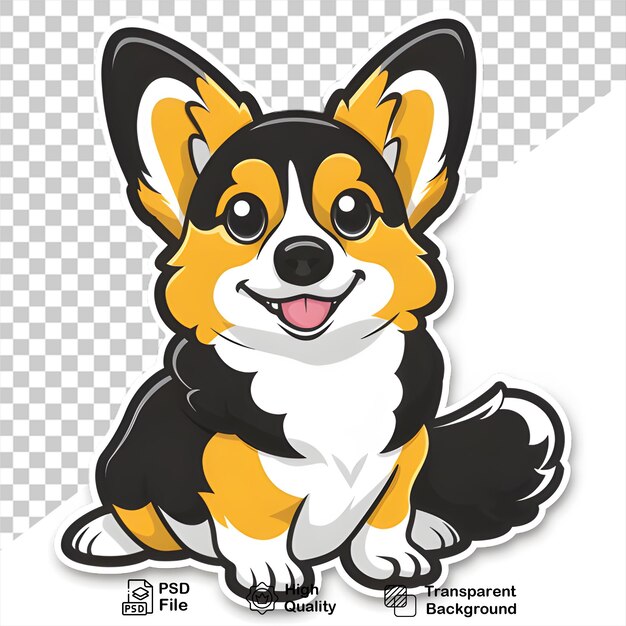 PSD una imagen de una pegatina de perro corgi en un fondo transparente