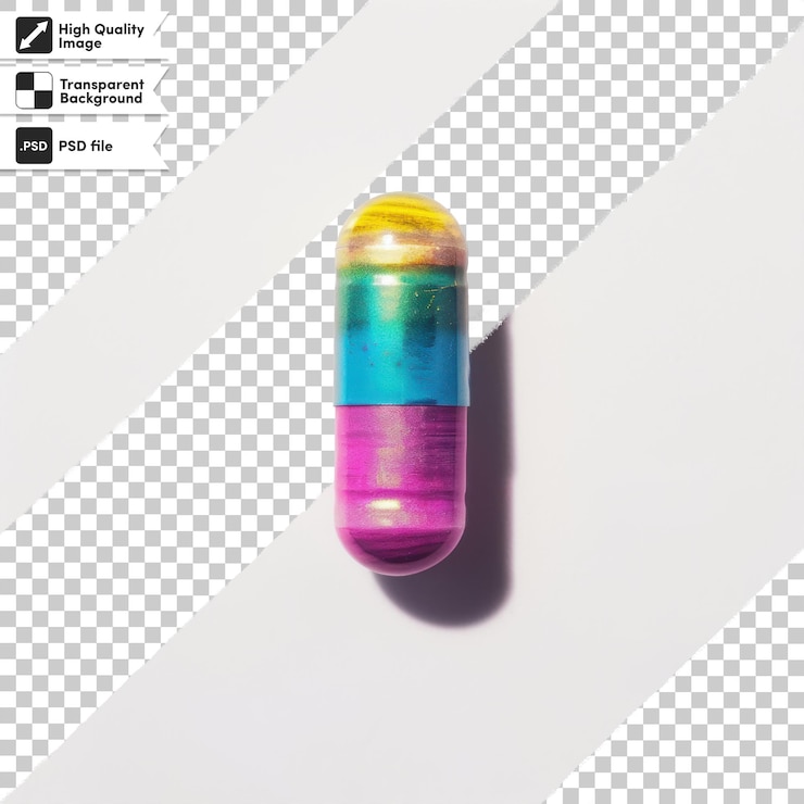 PSD una imagen de una píldora con una tapa multicolor