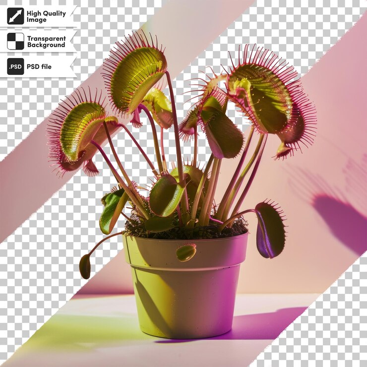 PSD una imagen de una planta con una flor rosa en el medio