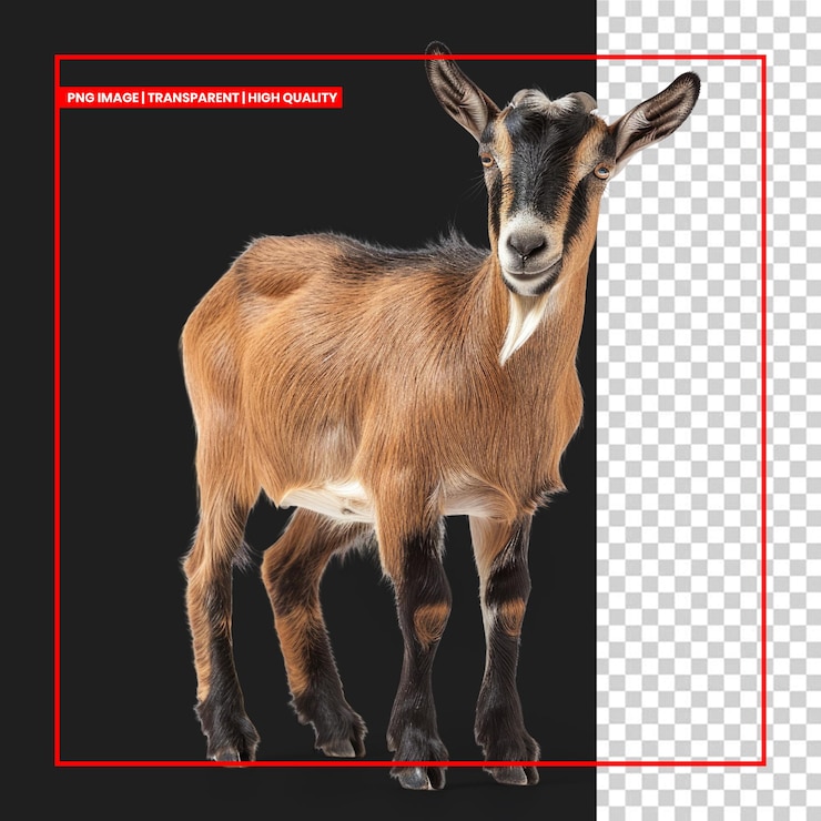 PSD imagen png de alta calidad de una joven cabra marrón con un fondo transparente