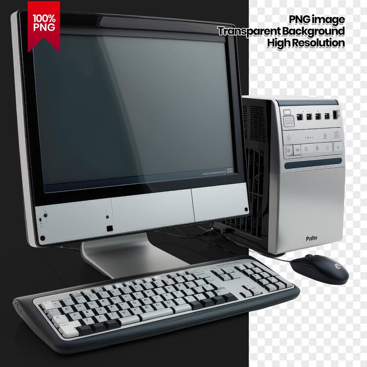 PSD imagen png de alta resolución de una computadora de escritorio con fondo transparente