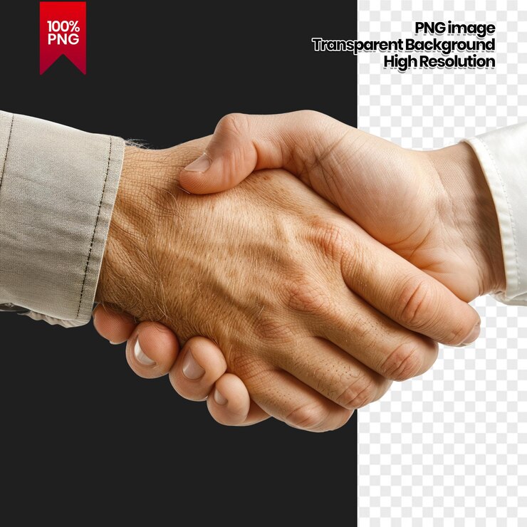 PSD imagen png de alta resolución de dos manos sacudiendo el fondo transparente el fondo eliminado