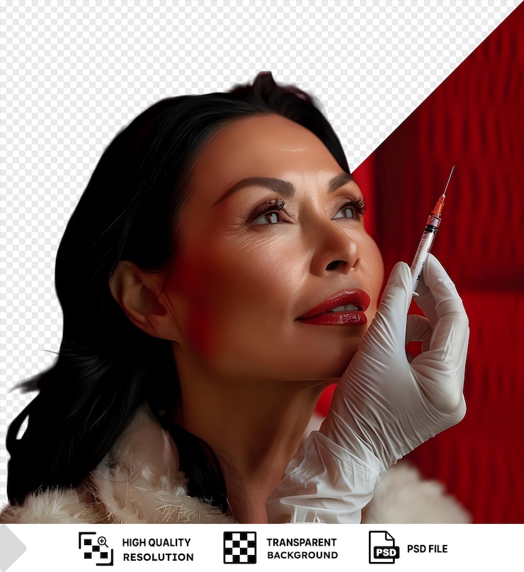 PSD imagen png y psd transparente de una mujer de mediana edad, morena, sometiéndose a un tratamiento de inyecciones de belleza